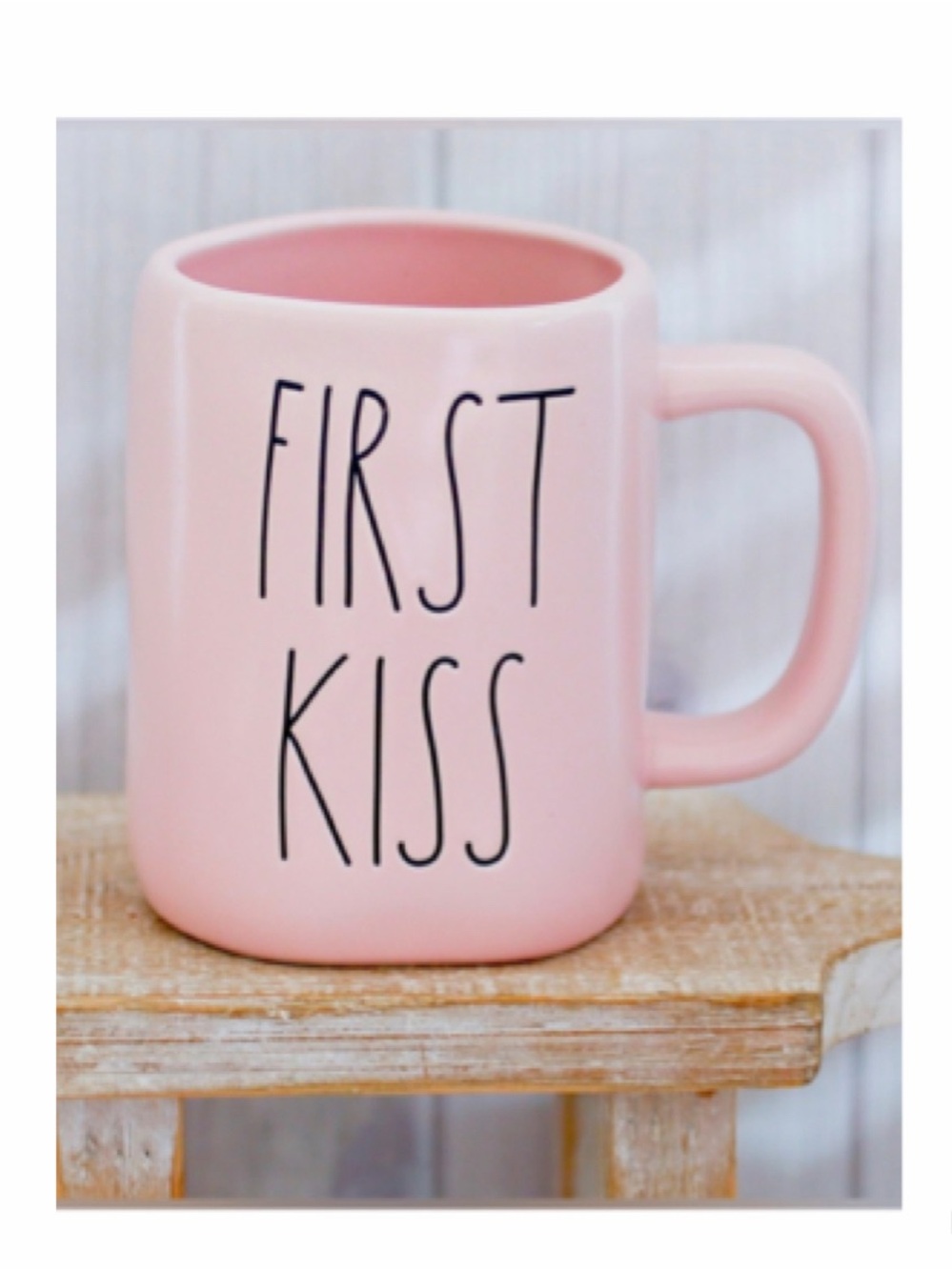 NEW Rae Dunn FIRST KISS Pink Ceramic Coffee Mug